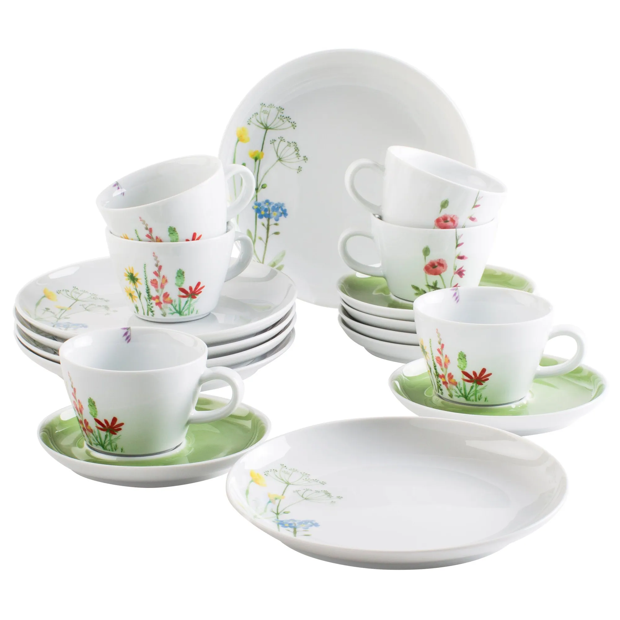 Kahla Wildblume Kaffeeservice 18tlg., elegantes Design, für 6 Personen, Porzellan, Made in Germany