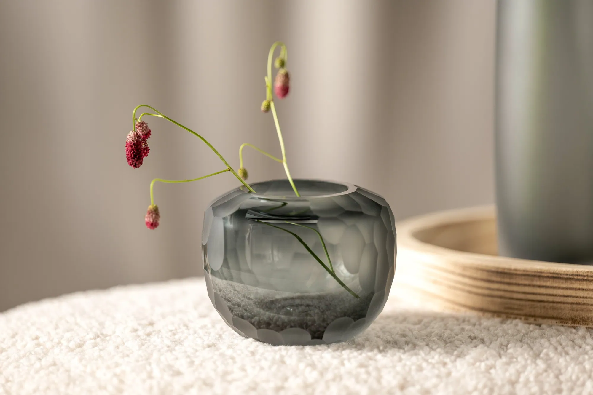 LEONARDO BELLAGIO Tischvase, handgefertigt aus anthrazitfarbenem Glas, elegantes Design 2