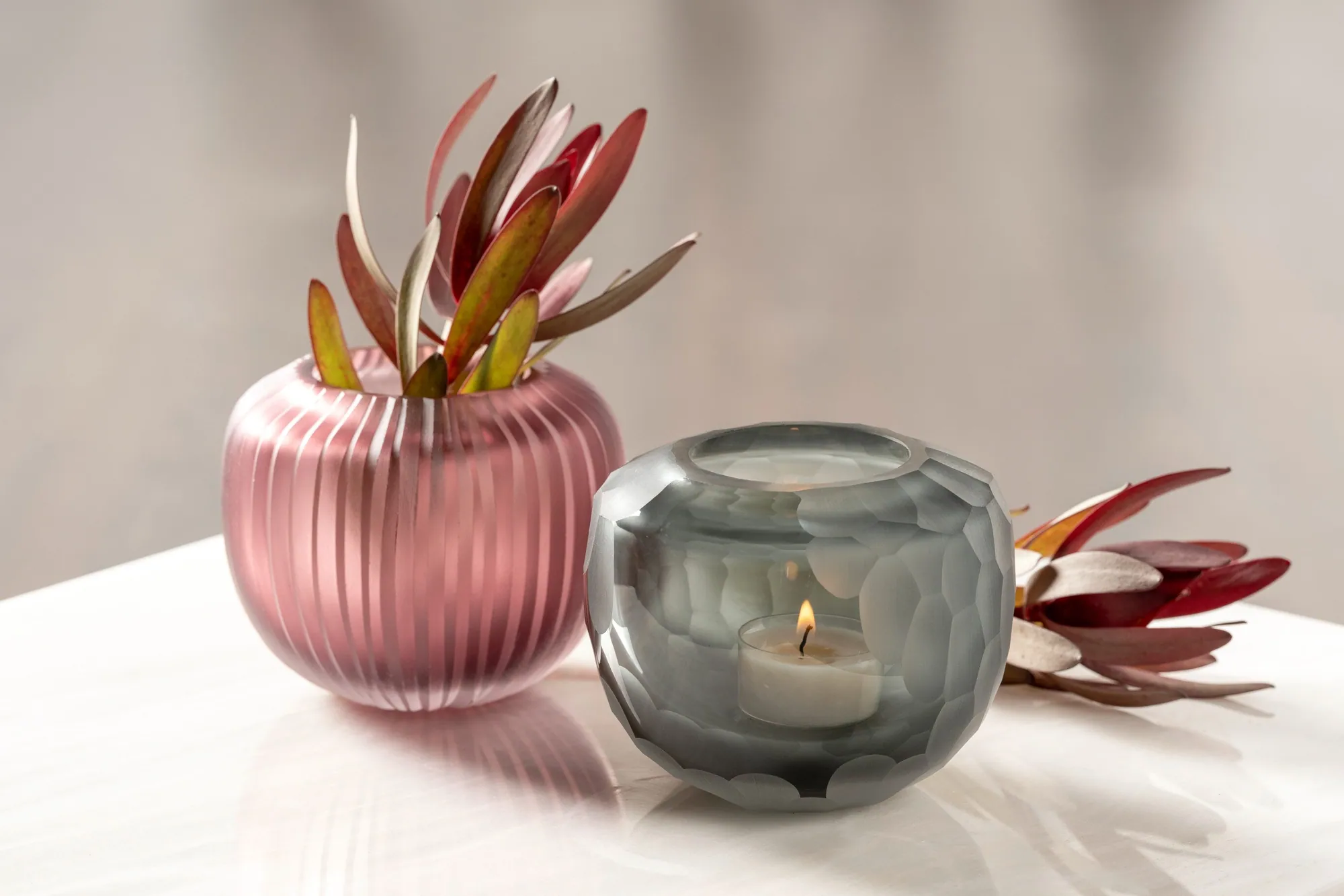 LEONARDO BELLAGIO Tischvase, handgefertigt aus anthrazitfarbenem Glas, elegantes Design 3