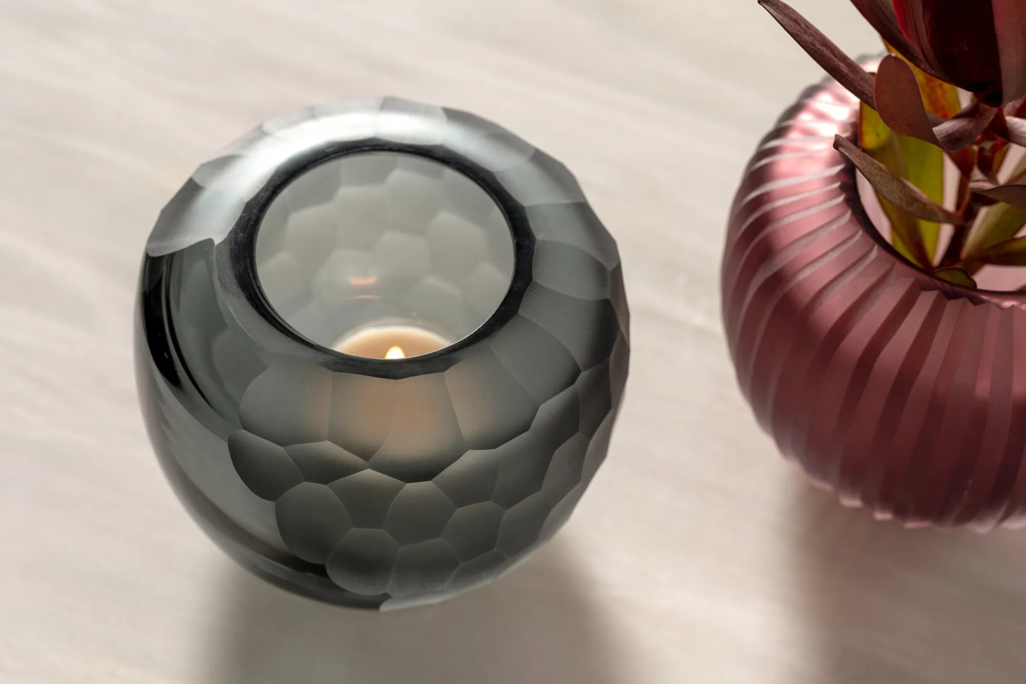 LEONARDO BELLAGIO Tischvase, handgefertigt aus anthrazitfarbenem Glas, elegantes Design 4