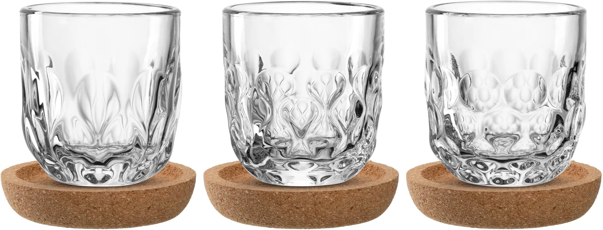 LEONARDO GOCCE Espresso-Set, 6-teilig, elegantes Tropfenrelief, inkl. Kork-Untersetzer
