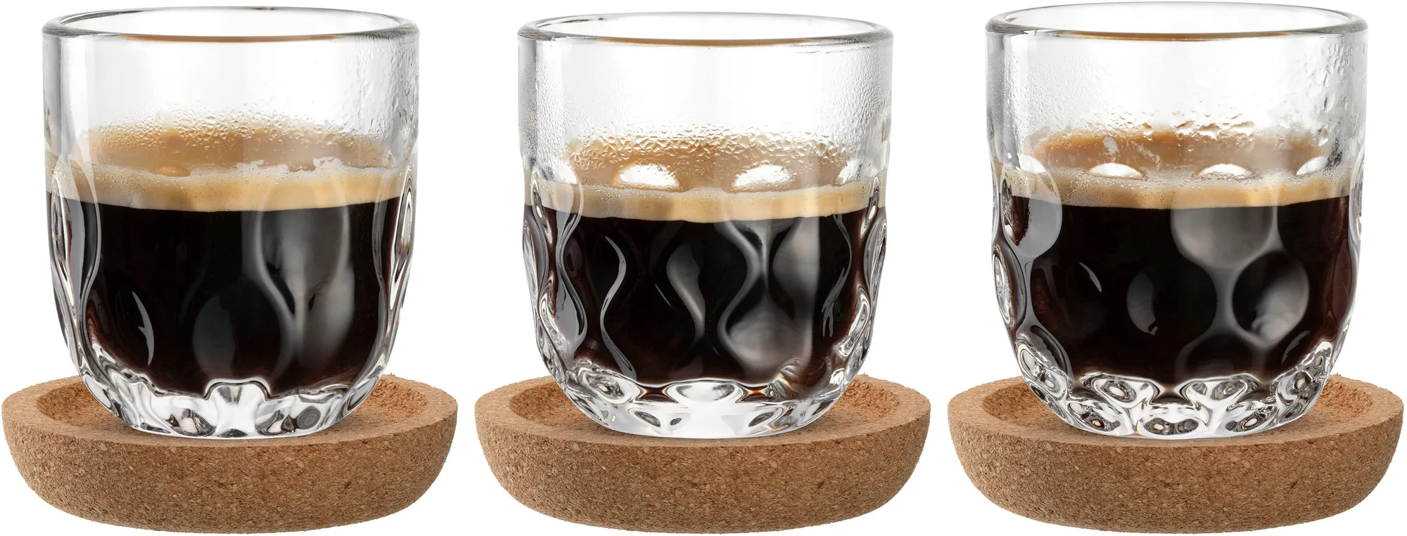 LEONARDO GOCCE Espresso-Set, 6-teilig, elegantes Tropfenrelief, inkl. Kork-Untersetzer 3