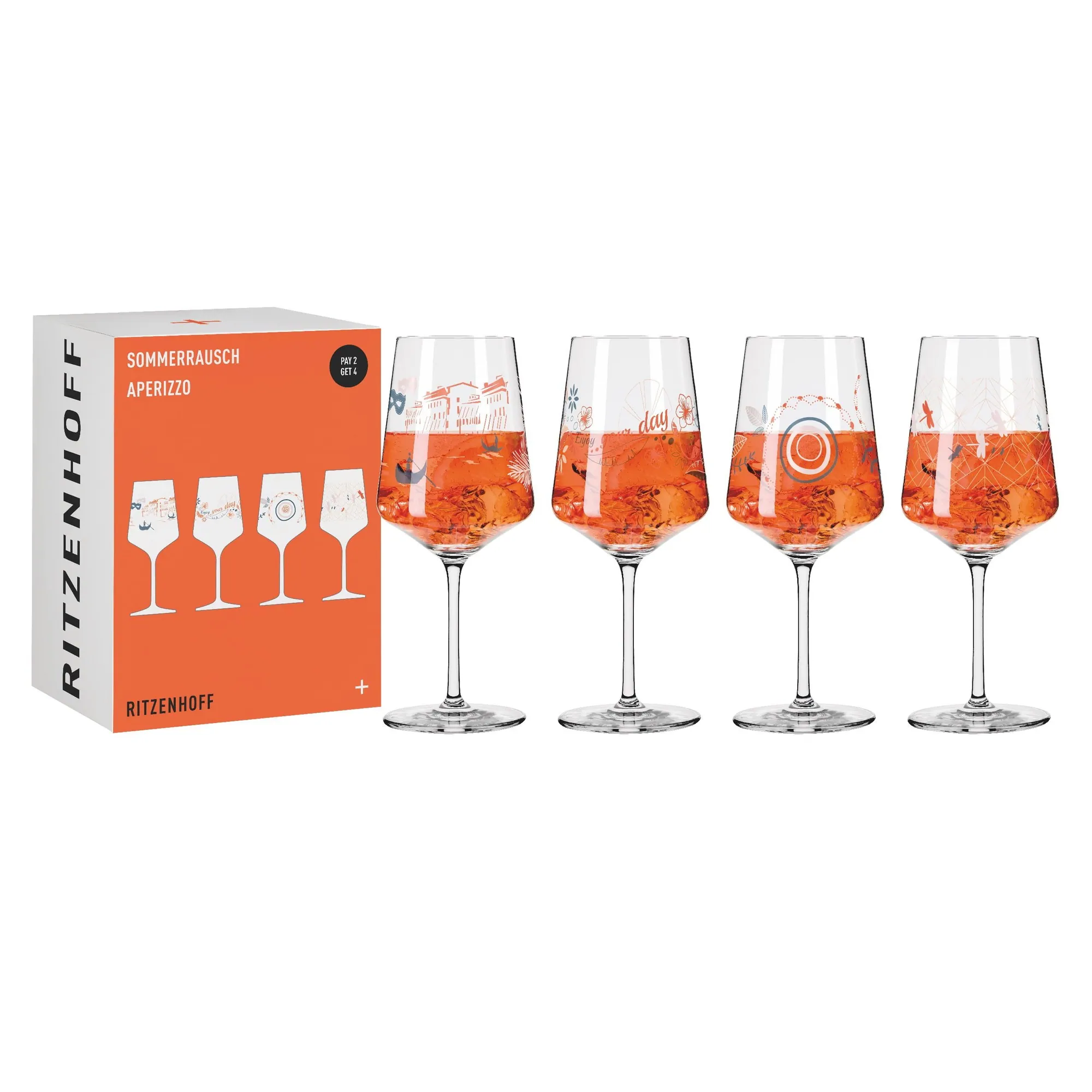 Ritzenhoff Aperitifglas Sommerrausch, elegantes Design, 4er-Set, Made in Germany