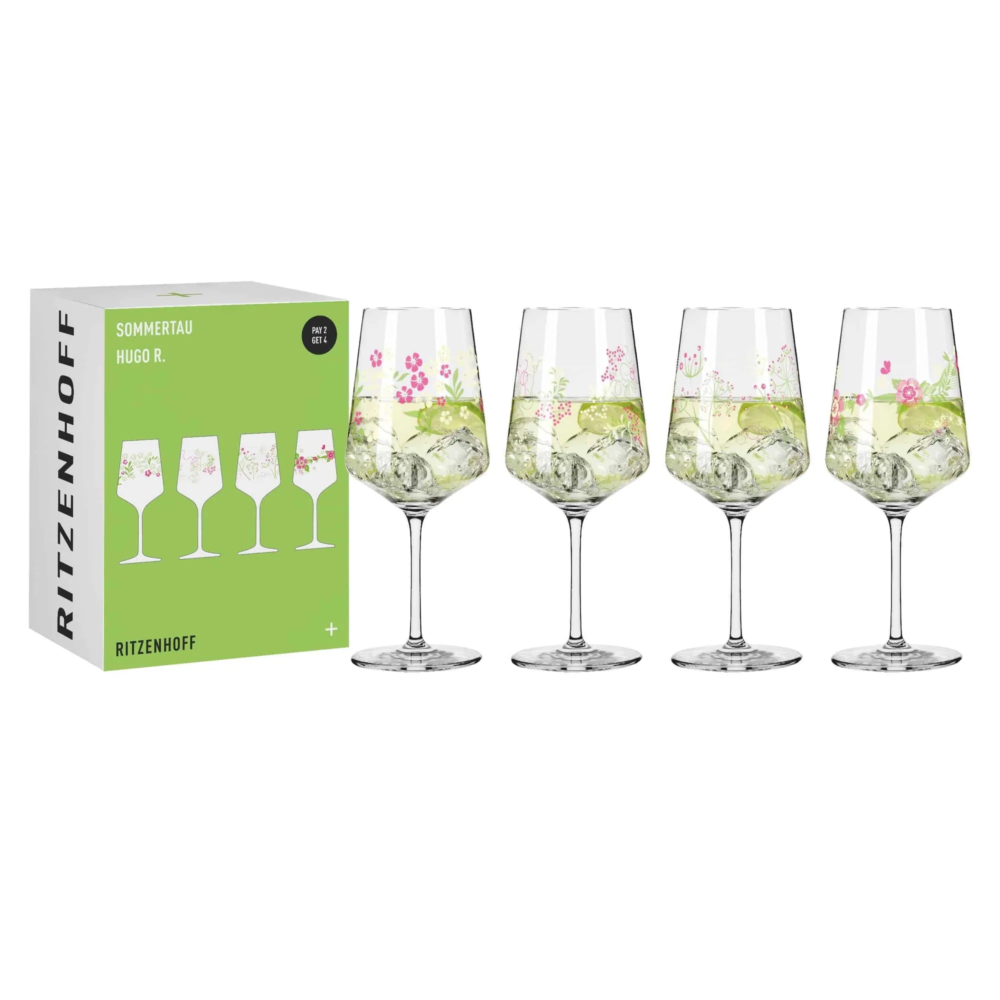 Ritzenhoff Sommertau Aperitifglas-Set, Elegante Designs, Made in Germany, 4er-Set