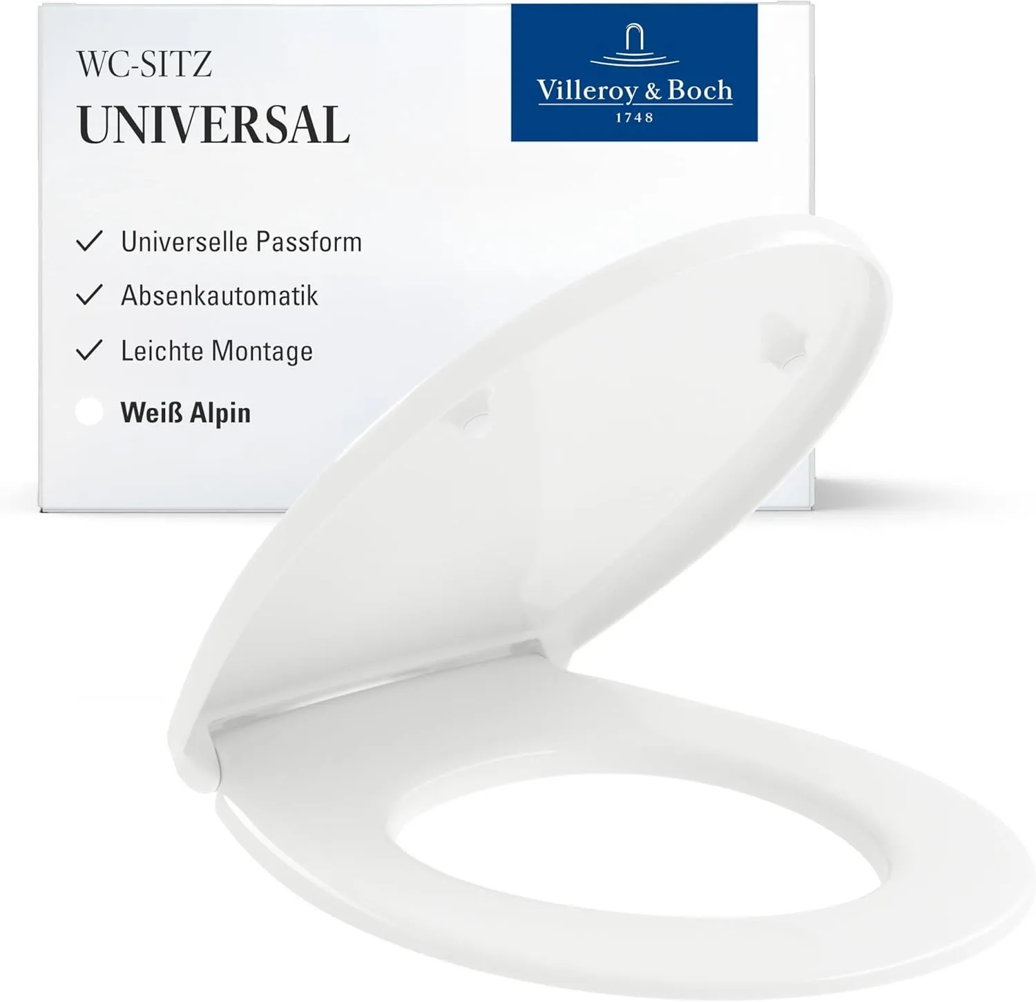 Villeroy & Boch Universal WC-Sitz, Absenkautomatik, abnehmbar, bruchsicher