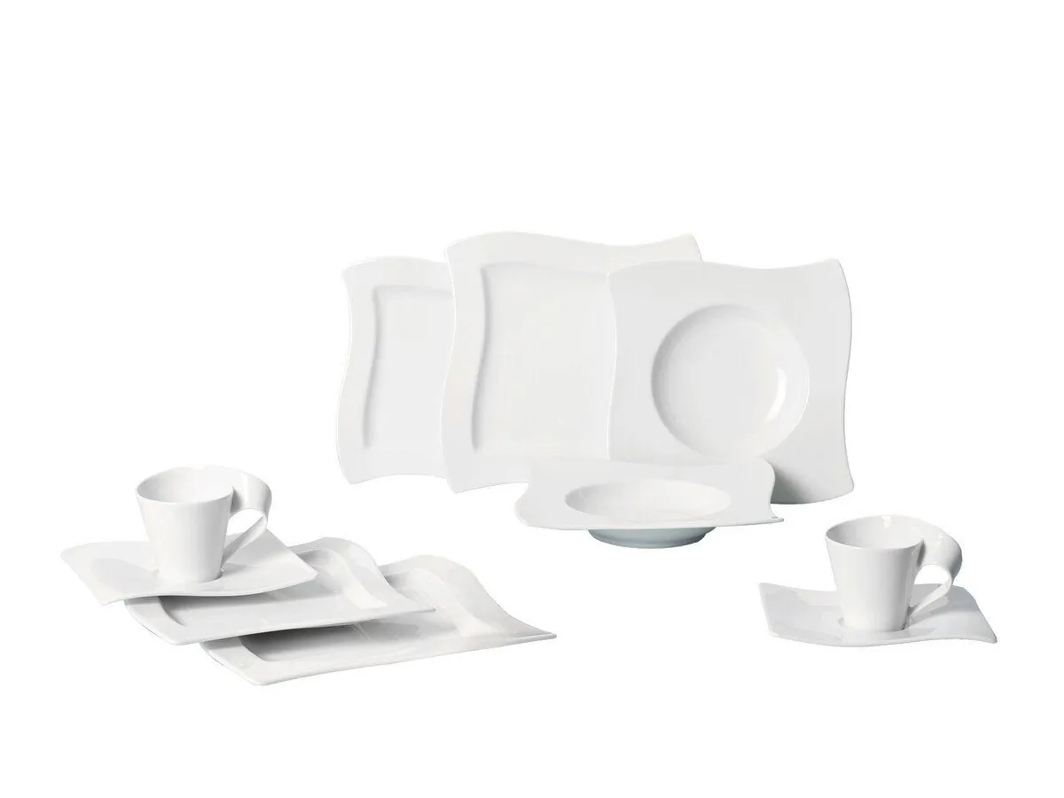 Villeroy & Boch NewWave Geschirr-Set, 30-teilig, Premium Porzellan, spülmaschinen- und mikrowellengeeignet