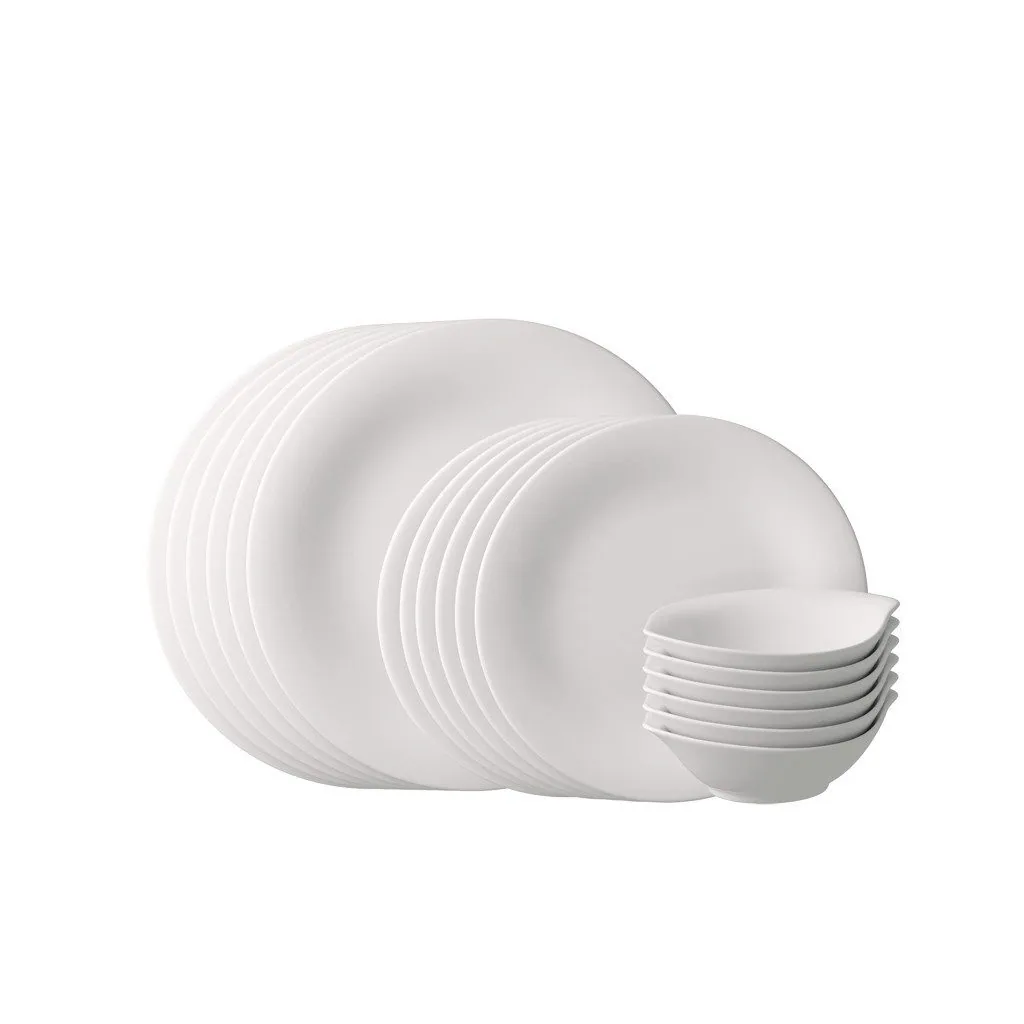 Villeroy & Boch Essential White Geschirr-Set, 18 Teile, für 6 Personen, Fine China-Porzellan