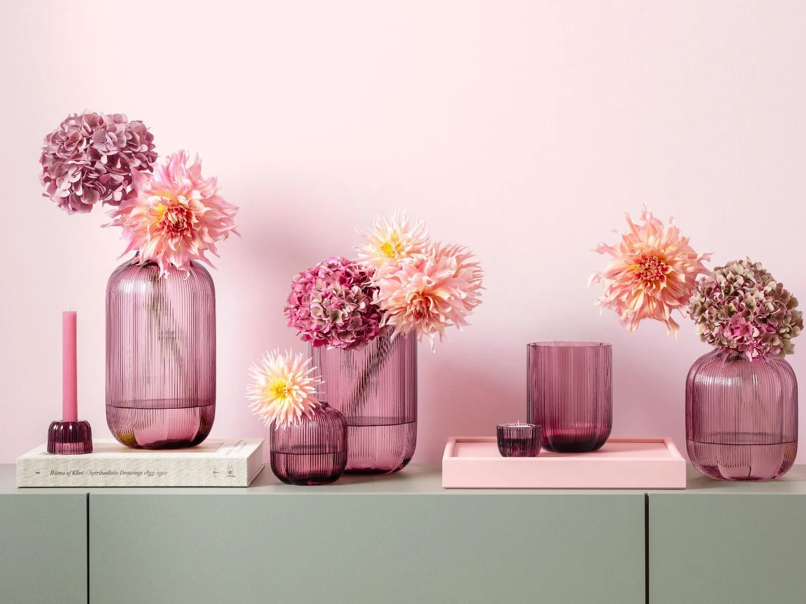 Villeroy & Boch Fleur cassis Kerzenständer, 2-in-1 Nutzung, dekoratives Design, intensiver Pinkton 3