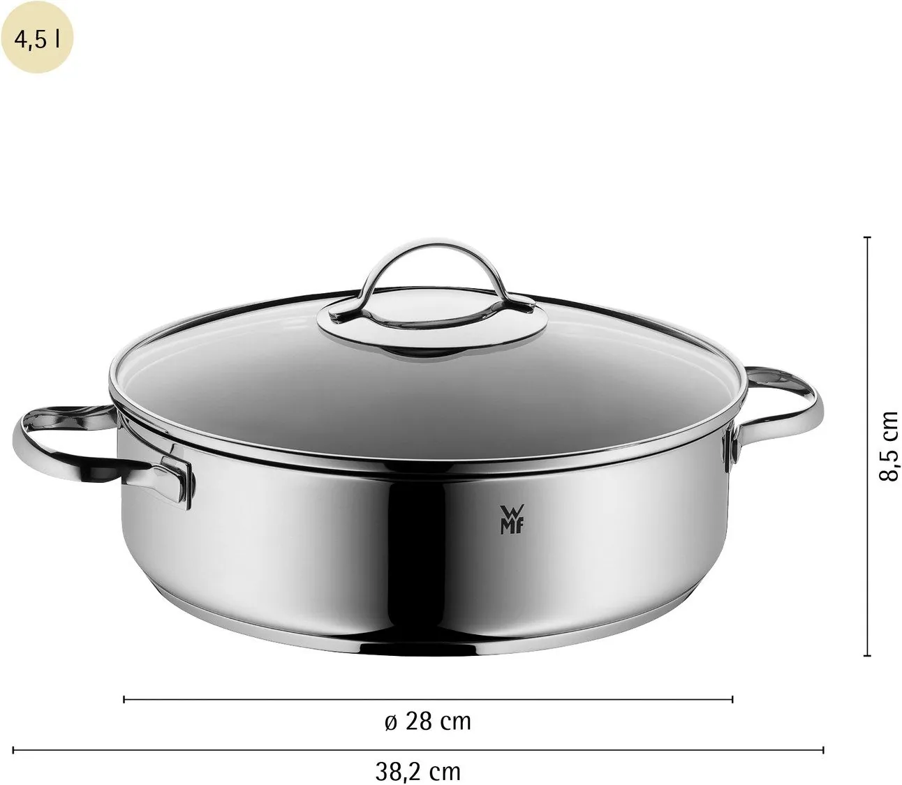 WMF Schmorpfanne Devil Bräter, 28 cm, Induktion, Cromargan Edelstahl 5