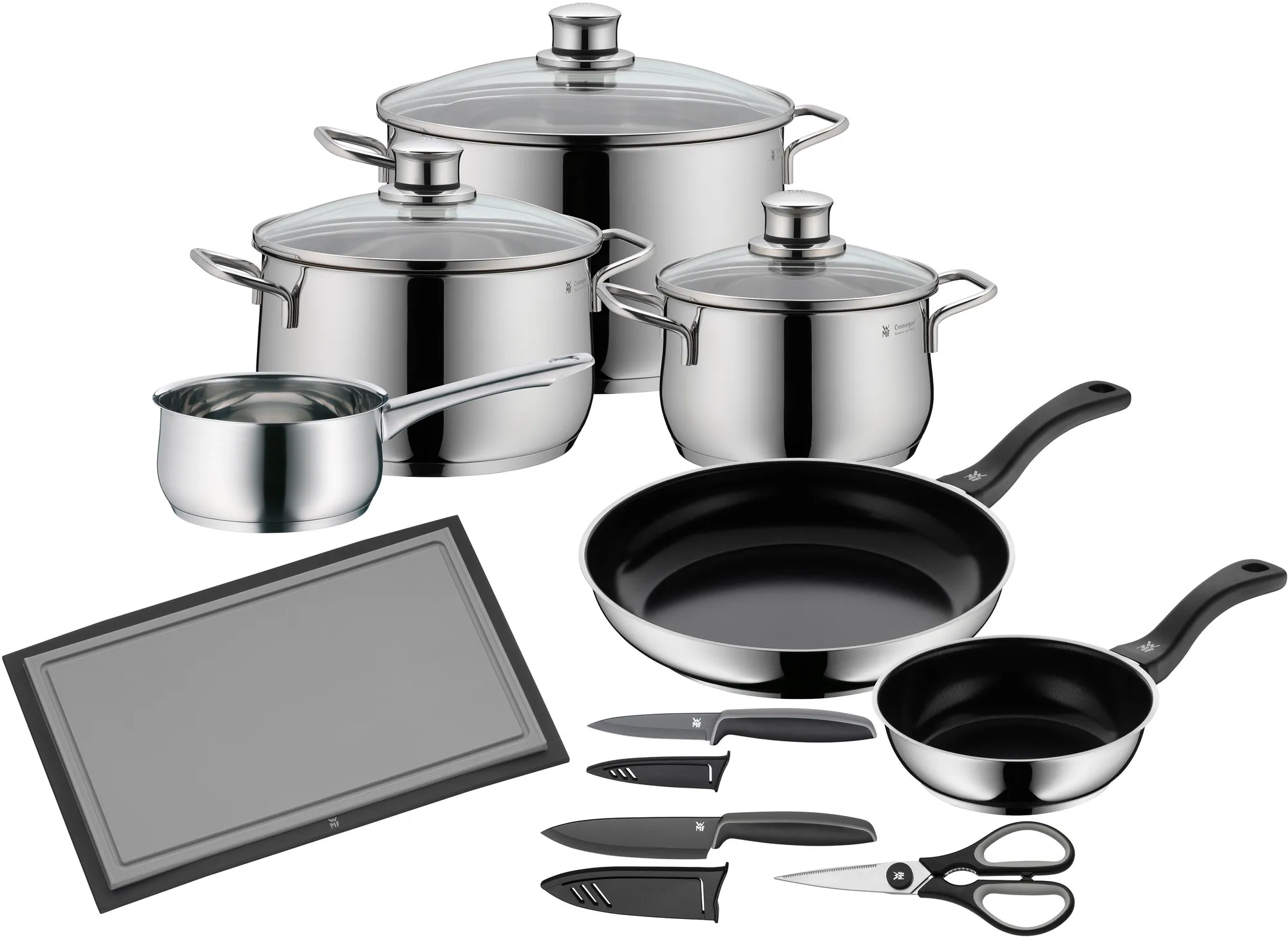 WMF Diadem Plus Topf-Set, 15-teilig, rostfrei, hitzebeständig, spülmaschinengeeignet