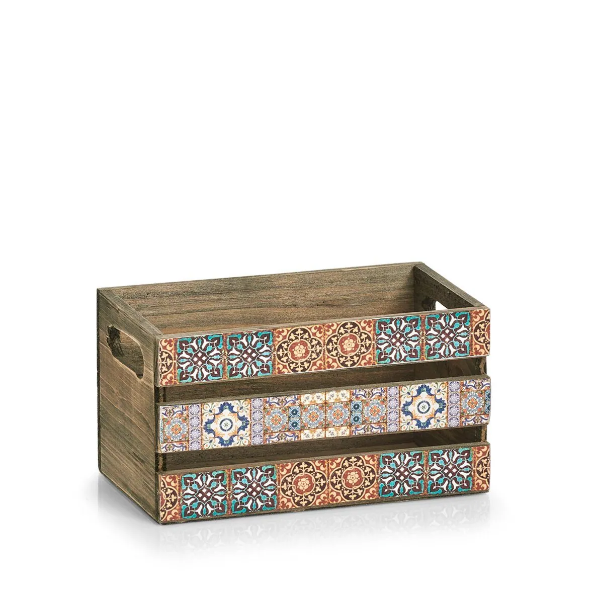 Zeller Present Deko-Kiste Mosaik, farbenfrohes Tannenholz, 24 x 14 x 13,5 cm